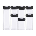 Set de 7 recipientes hermeticos transparentes con tapa negra