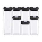 Set de 7 recipientes hermeticos transparentes con tapa negra